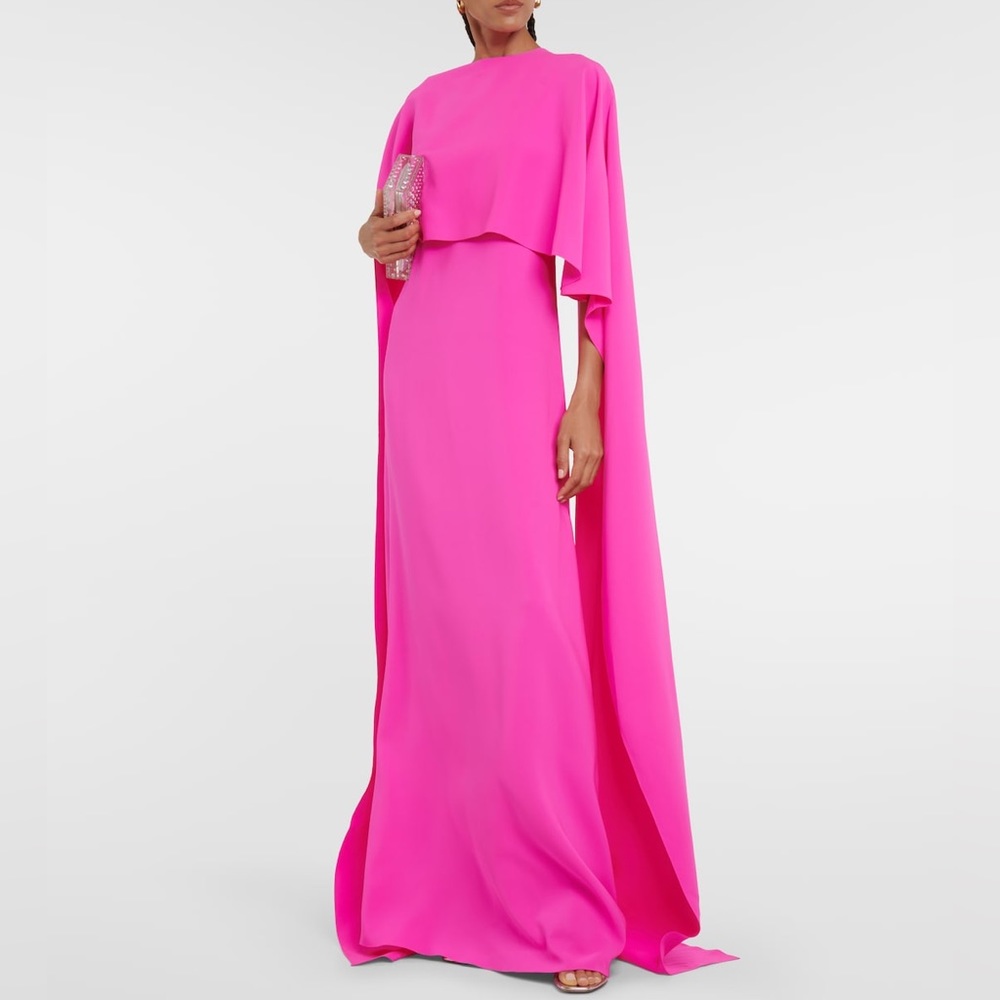Oscar de la Renta Cowl back Georgette Cape Back Caftan